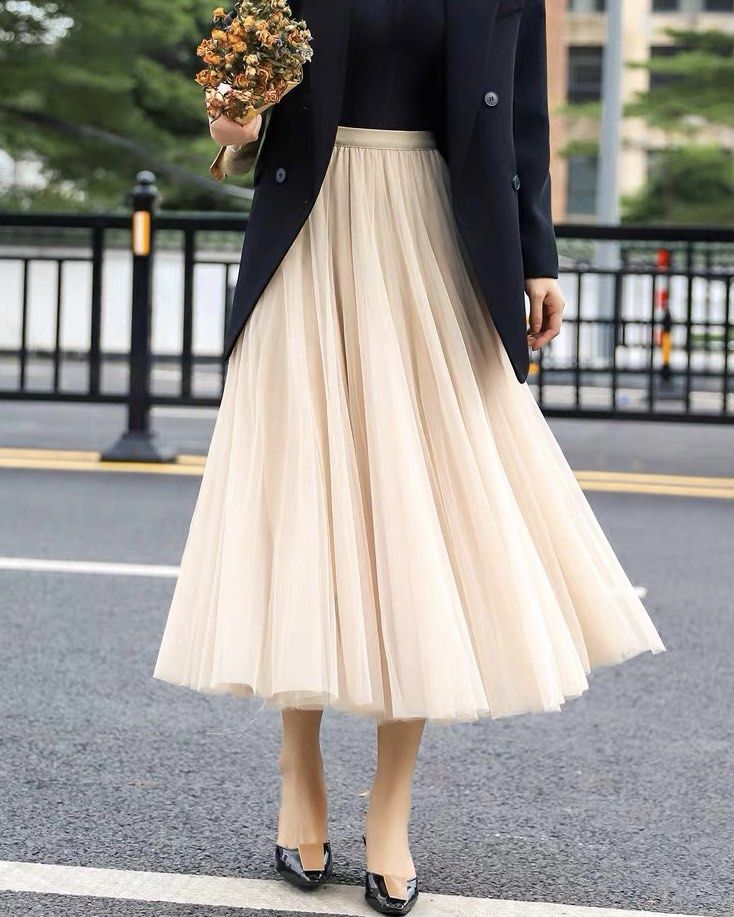 Long Puffy Skirt in Champagne Women s Fashion Bottoms Skirts on