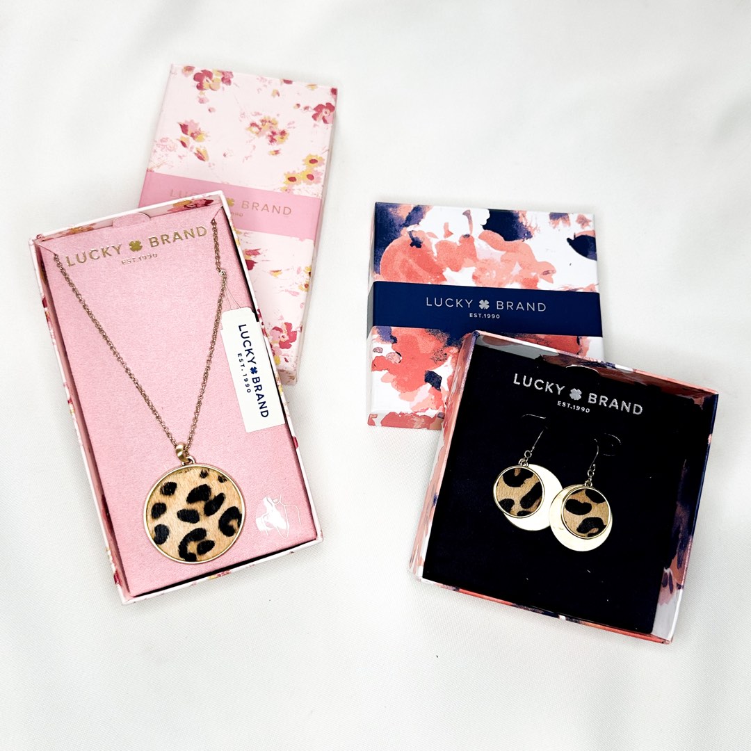 Lucky Brand Leopard Print Earrings & Necklace, Women's Fashion, Jewelry &  Organizers, Earrings on Carousell