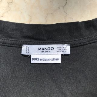 Mango Black V Neck Organic Cotton Shirt (XS)