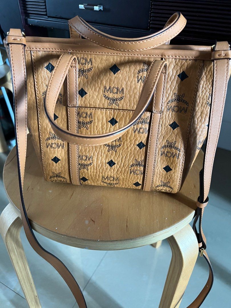 MCM Mini Aren Top Zip Shopper in Visetos Bag