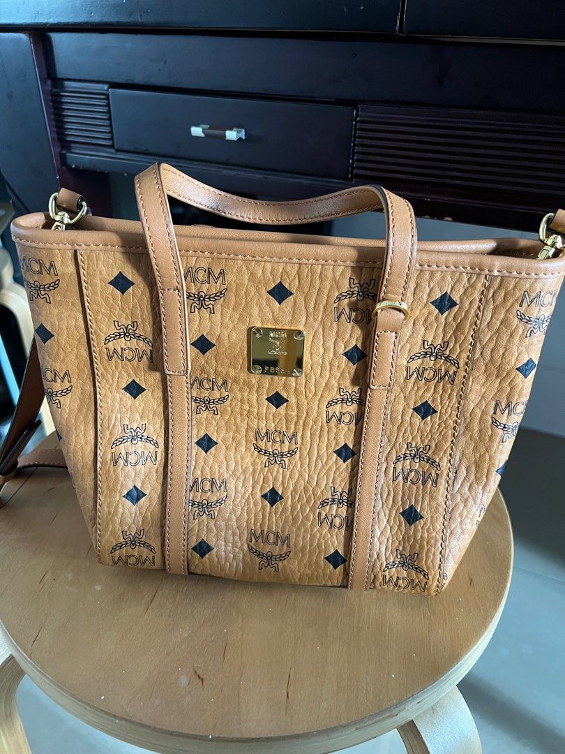 MCM Mini Aren Top Zip Shopper in Visetos Bag