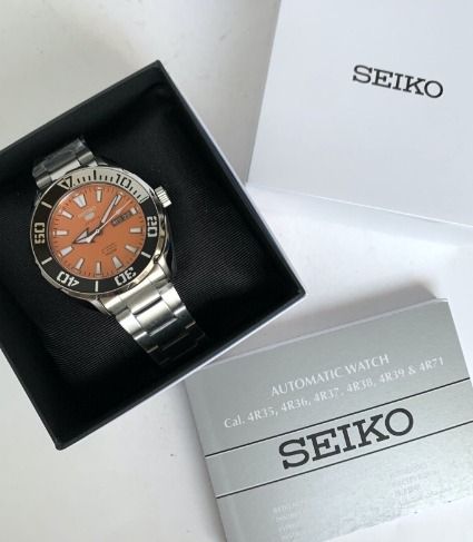Men s SEIKO 5 Casual Sports Mechanical Watch Orange SRPC55J1