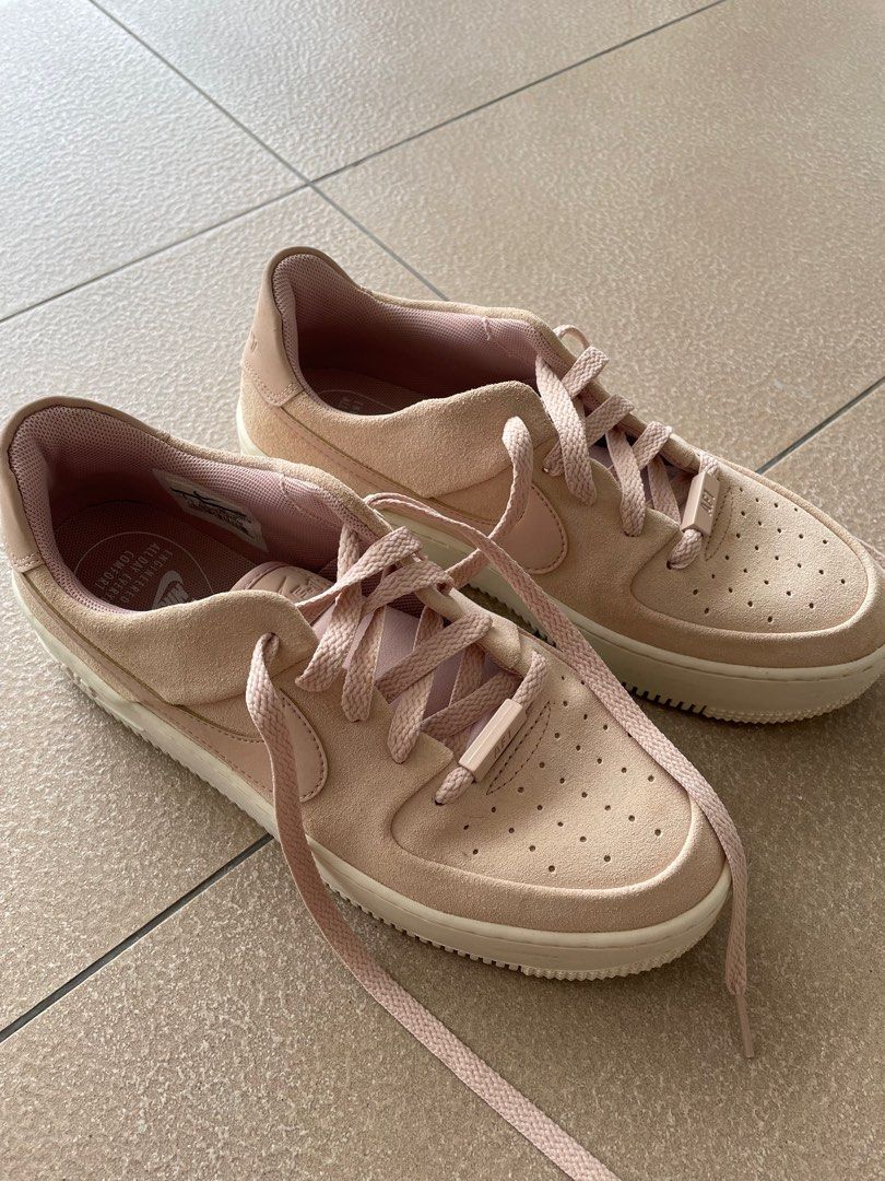 Nike Air Force 1 Sage pale pink suede trainers