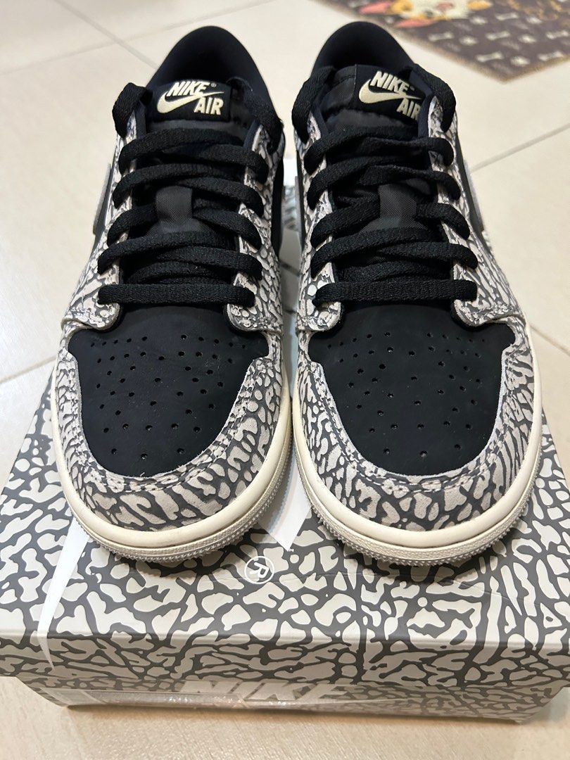 Nike Air Jordan 1 low black cement US8.5, 男裝, 鞋, 波鞋- Carousell
