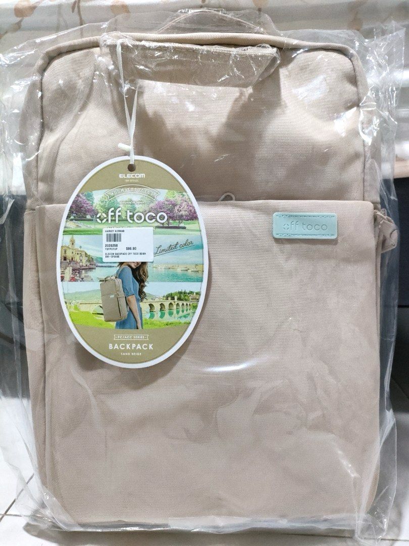 Off toco Elecom Backpack (Category: Backpacks) located in Singapore. Submitted by tripletuno (Listing ID 1255111311, Image 1). Description: Never opened before. Comes with tag. Got it from Harvey Norman but didn't used it in the end.. Sand Beige colour.
