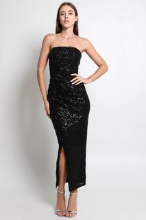 Olivia white sequin sale strapless maxi dress