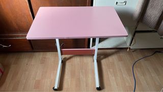 Pink Bedside Table Desk Adjustable Height with Wheels‼️