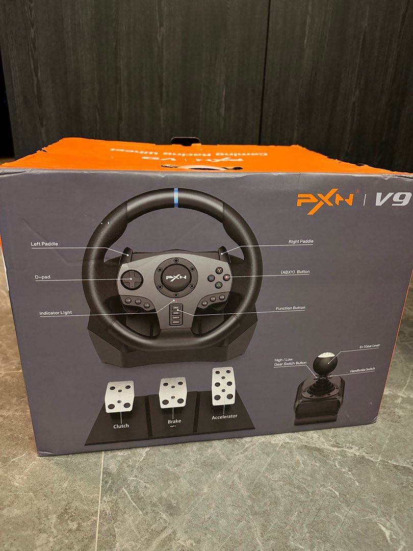 PXN V9 Gaming Racing Wheel (PC/Xbox One/Xbox Series X/S/PS4/PS3/Nintendo Switch), Video Gaming