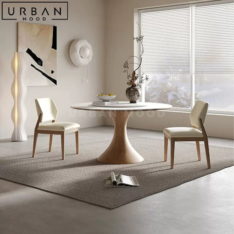 RAIDE Japandi Sintered Stone Round Dining Table, Furniture & Home ...