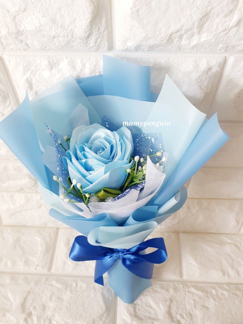 Tanabata Valentine's Day Paper Love Silk Blue Rose Bouquet - Temu