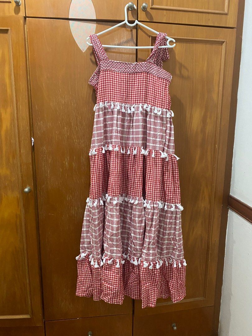 Red gingham clearance maxi dress