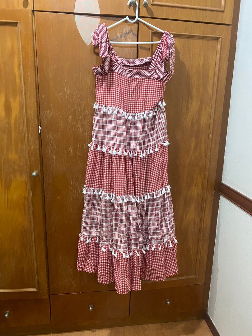 Red Gingham Maxi Dress