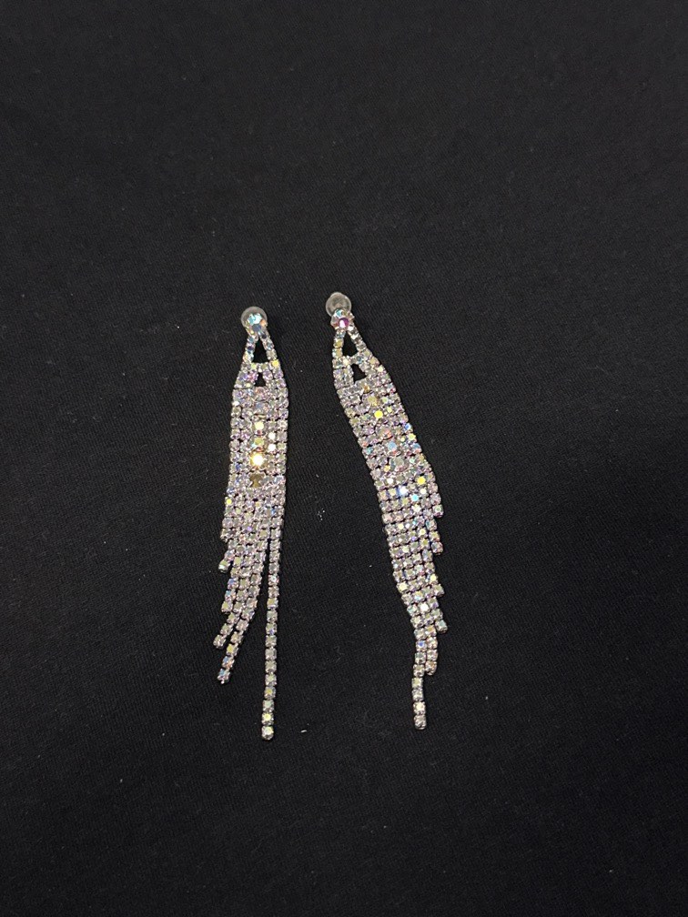 Rhinestone earrings for dinner