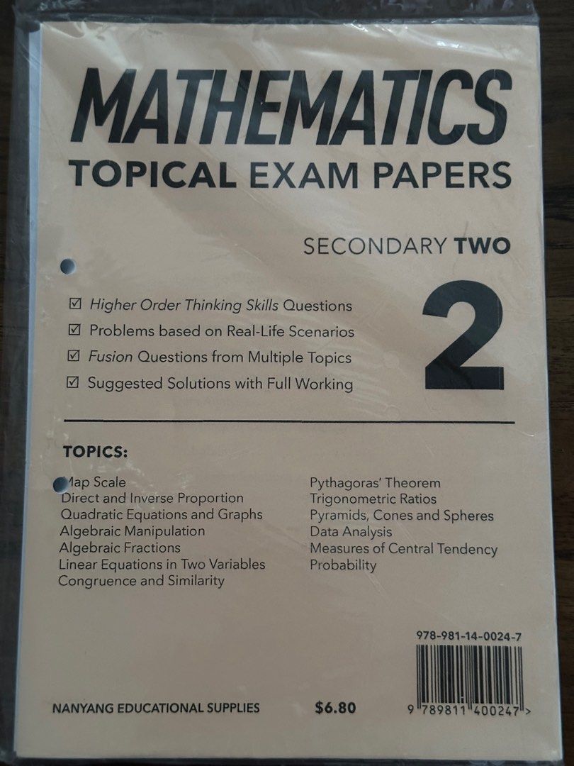 Sec 2 maths topical exams papers hobbies toys books magazines