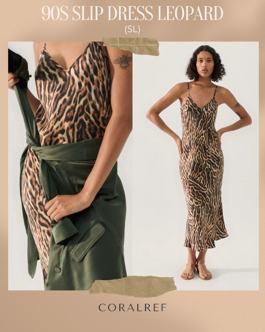 Silk Laundry 90s Silk Slip Dress Leopard