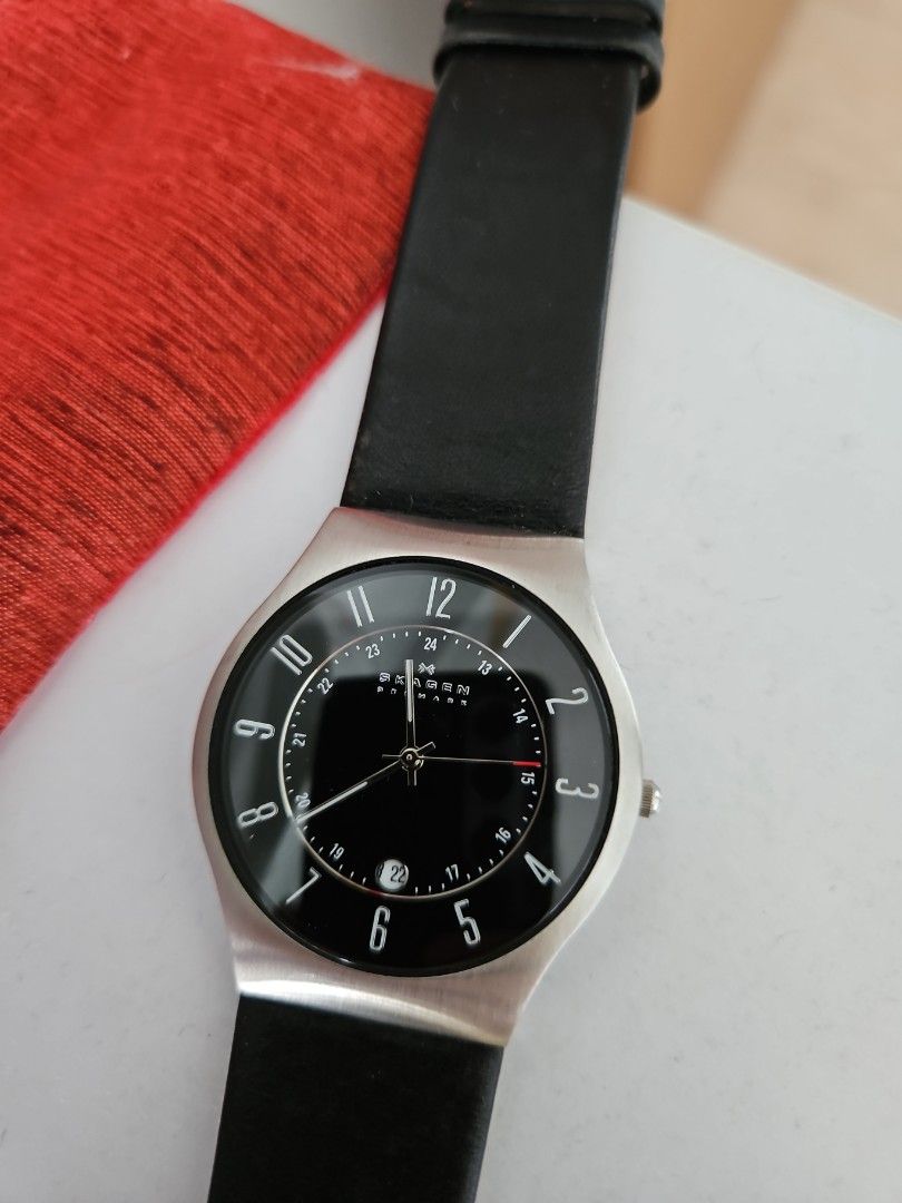 Skagen black mens watch outlet