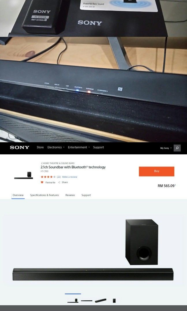 Sony HT CT80 Soundbar with subwoofer for sale, Audio, Soundbars