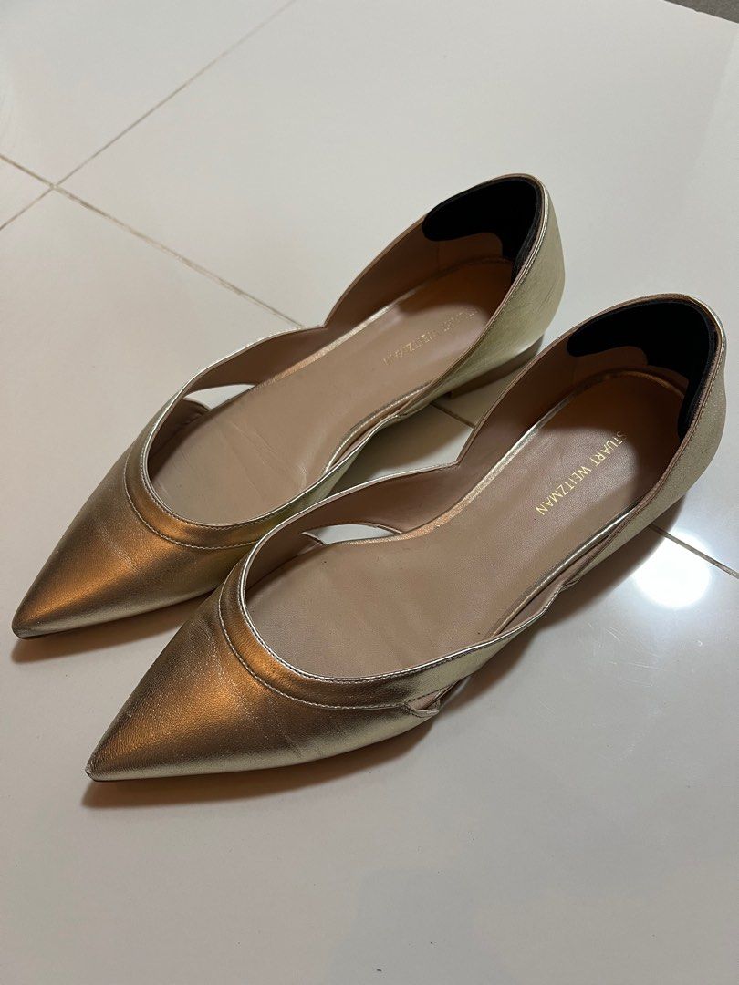 Stuart weitzman gold shop flats