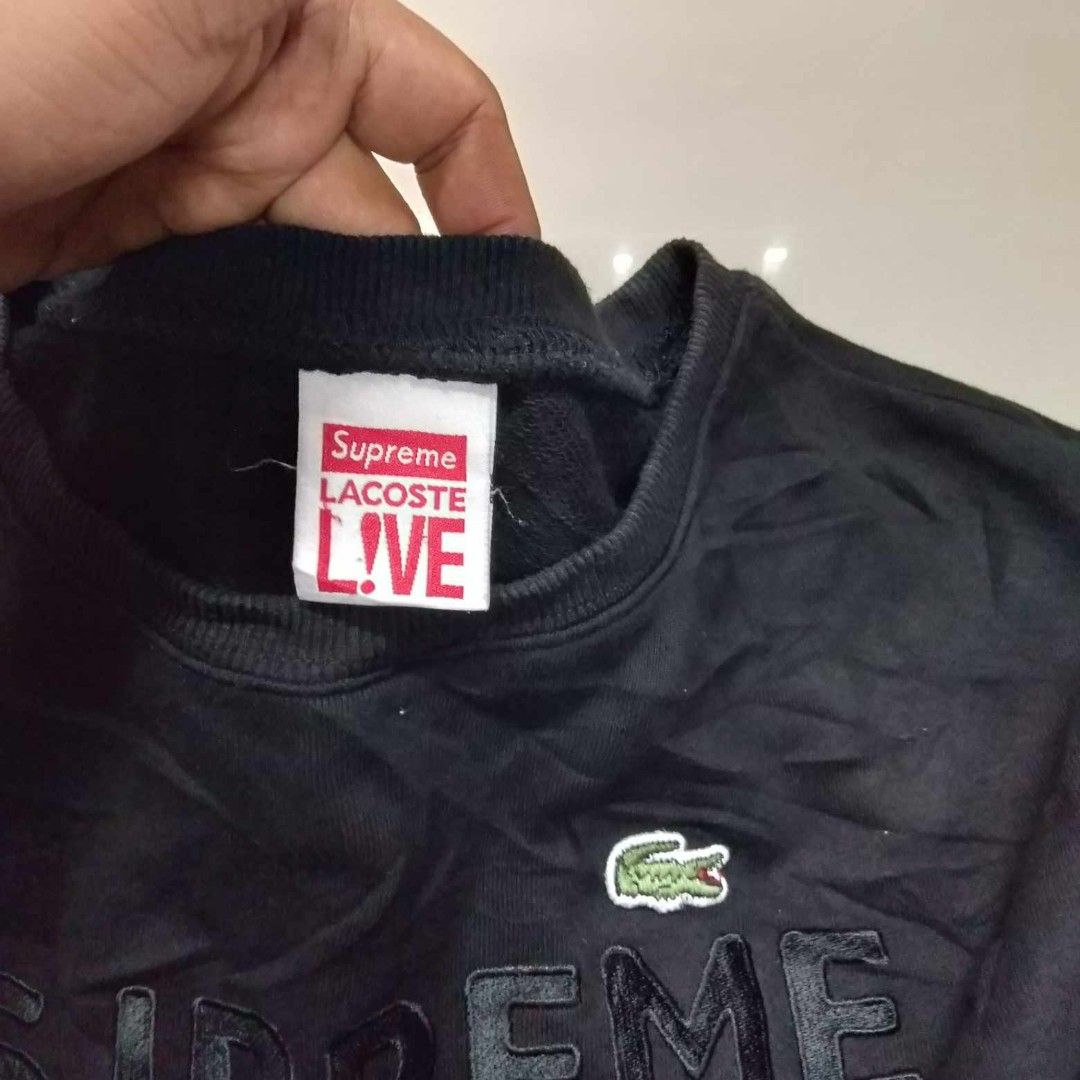 Supreme x lacoste on sale crewneck