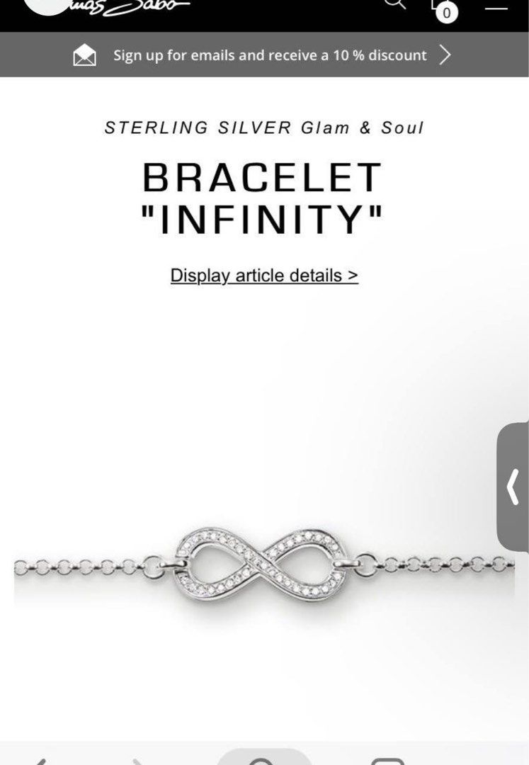 Thomas Sabo Infinity Bracelet Women s Fashion Jewelry Organisers Bracelets on Carousell