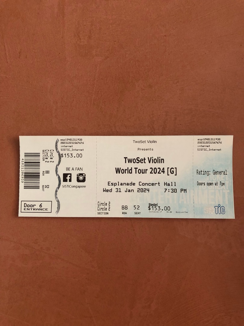 Lower than cost price TwoSet Violin World Tour 2024 31st Jan concert