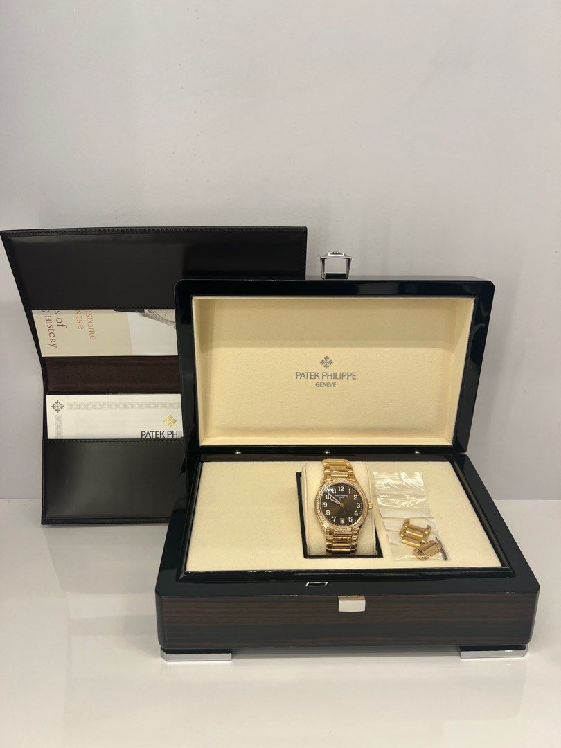 💖ULTRA RARE 2022 BNIB Patek Philippe Twenty~4 7300/1200R-001 in Brown Sunburst Dial💖 (Category: Watches) located in Singapore. Submitted by ashereesg (Listing ID 1277168595, Image 2). Description: SKU: C1005W Stock Location: Chinatown, People’s Park Complex #02-K80 (opposite #02-20) BNIB Unworn Condition 10/10 Full Complete Set Certificate Dated 2022 (Reputable Overseas AD) WATCH: Self-winding mechanical movement. Caliber 324 S C. Date in an ap
