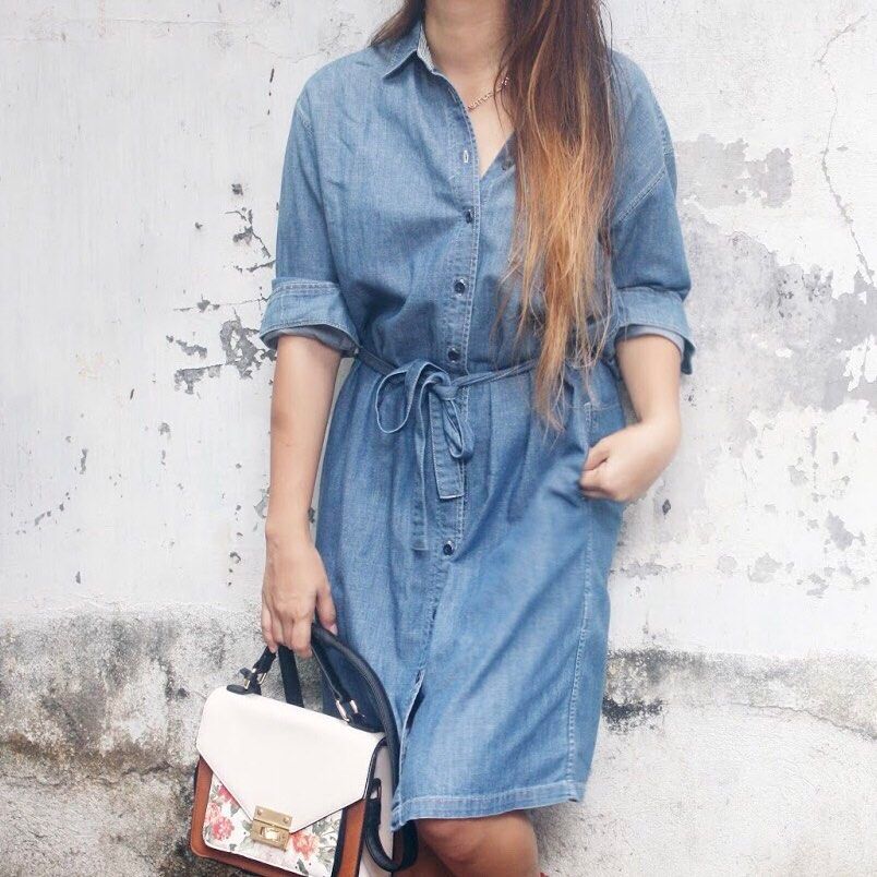 Uniqlo | Long Sleeves Denim Dress with Self-Tie Belt, Women's Fashion,  Dresses & Sets, Dresses on Carousell