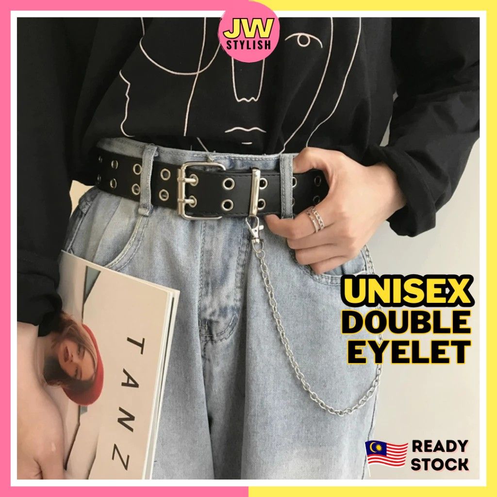 Eyelet belt with chain store