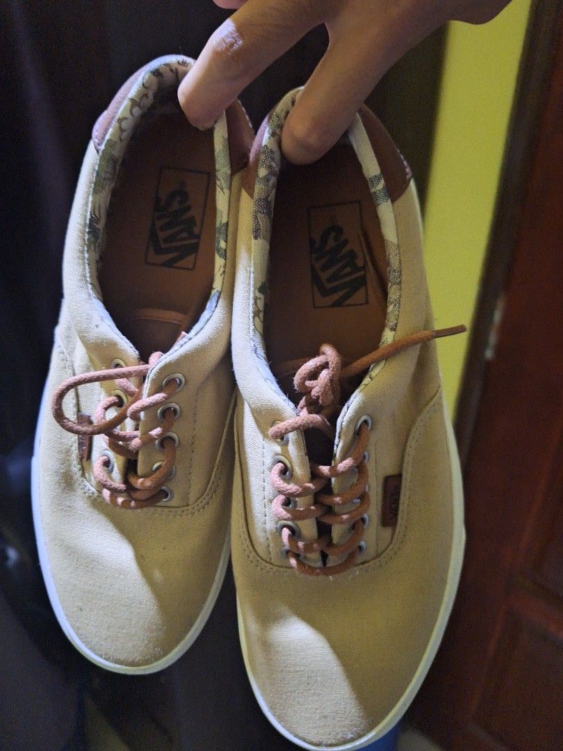 Tan vans with clearance leather laces womens