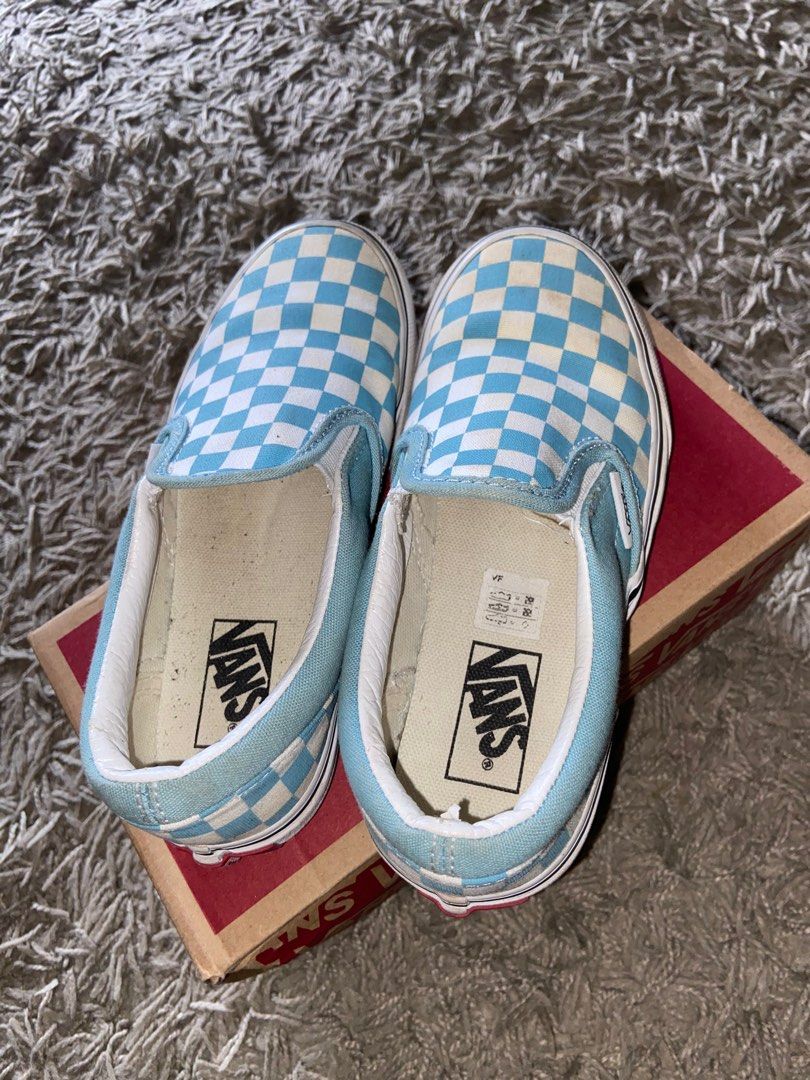 Teal checkered discount vans kids