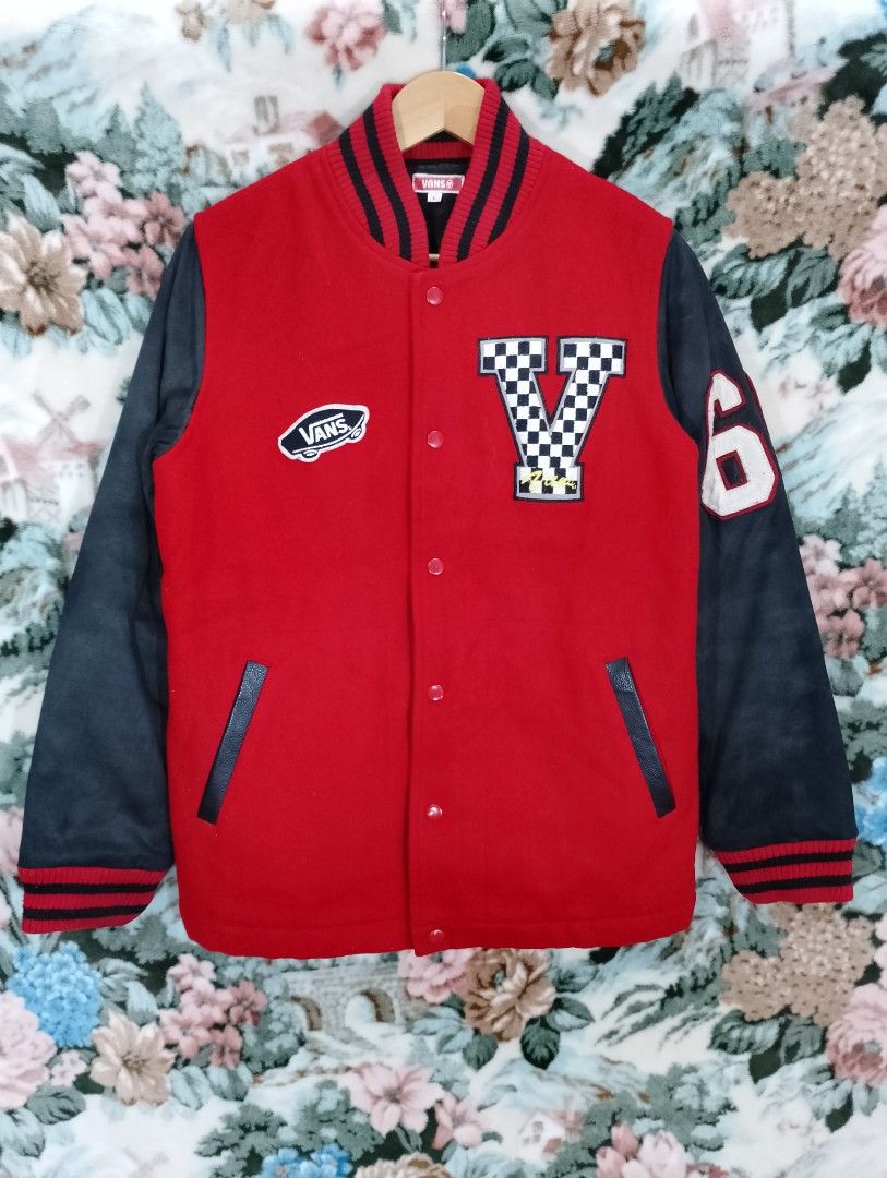 Red and white vans jacket sales