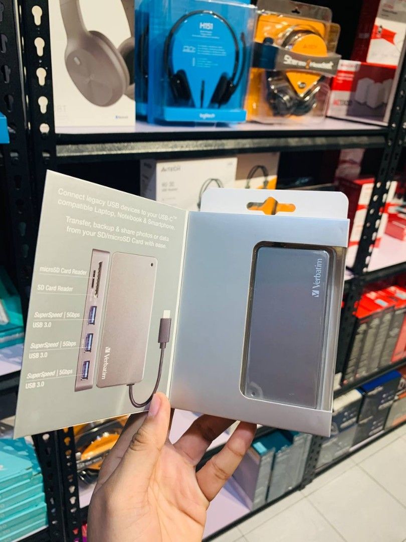 Verbatim Type-C 3xUSB 3.0 Hub and Card Reader SD/MicroSD 65679 (Category: Cables & Adaptors) located in Makati City. Submitted by techubstoreandaccessories (Listing ID 1277157008, Image 3). Description: Verbatim Type-C 3xUSB 3.0 Hub and Card Reader SD/MicroSD 65679 Ready for Pick-Up / Same Day Delivery Via Lalamove‼️ DETAILS: ✅ Actual Picture Posted. ✅BRAND NEW, SEALED, & ORIGINAL. ✅7 Days Replacement for Factory Defects and 1year Limited Warrant