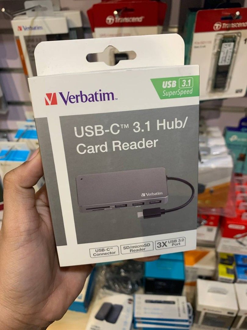 Verbatim Type-C 3xUSB 3.0 Hub and Card Reader SD/MicroSD 65679 (Category: Cables & Adaptors) located in Makati City. Submitted by techubstoreandaccessories (Listing ID 1277157008, Image 1). Description: Verbatim Type-C 3xUSB 3.0 Hub and Card Reader SD/MicroSD 65679 Ready for Pick-Up / Same Day Delivery Via Lalamove‼️ DETAILS: ✅ Actual Picture Posted. ✅BRAND NEW, SEALED, & ORIGINAL. ✅7 Days Replacement for Factory Defects and 1year Limited Warrant