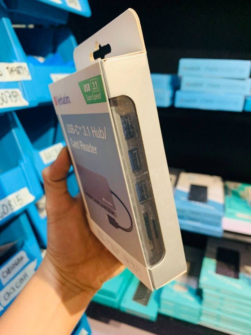 Verbatim Type-C 3xUSB 3.0 Hub and Card Reader SD/MicroSD 65679 (Category: Cables & Adaptors) located in Makati City. Submitted by techubstoreandaccessories (Listing ID 1277157008, Image 2). Description: Verbatim Type-C 3xUSB 3.0 Hub and Card Reader SD/MicroSD 65679 Ready for Pick-Up / Same Day Delivery Via Lalamove‼️ DETAILS: ✅ Actual Picture Posted. ✅BRAND NEW, SEALED, & ORIGINAL. ✅7 Days Replacement for Factory Defects and 1year Limited Warrant