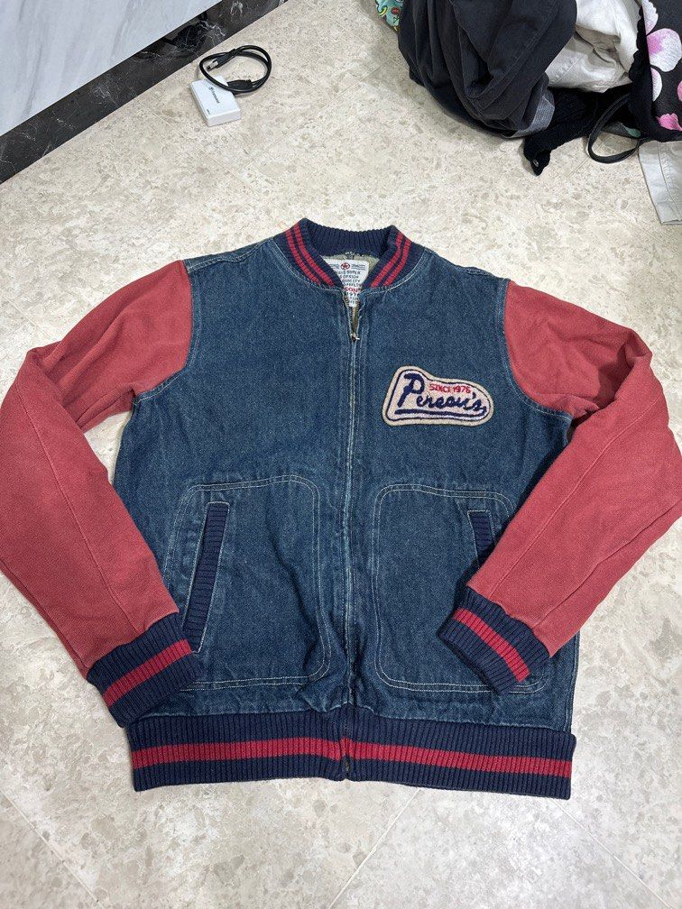 vintage person s blue and red jacket bomber outerwear Men s