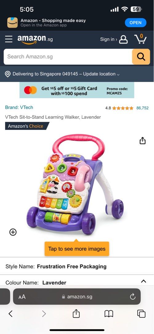 Vtech sit to outlet stand walker lavender