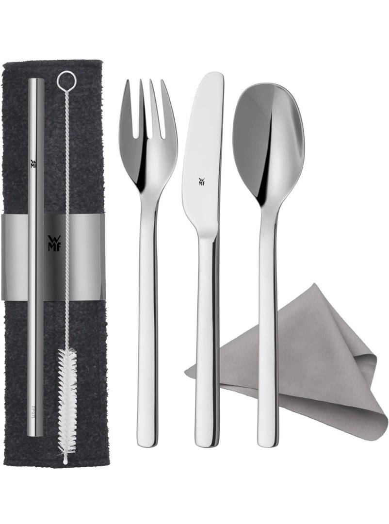 WMF My2Go, Edelstahl, Besteck Set 8-teilig, Outdoor Reisebesteck Set 1 Person, Campingbesteck