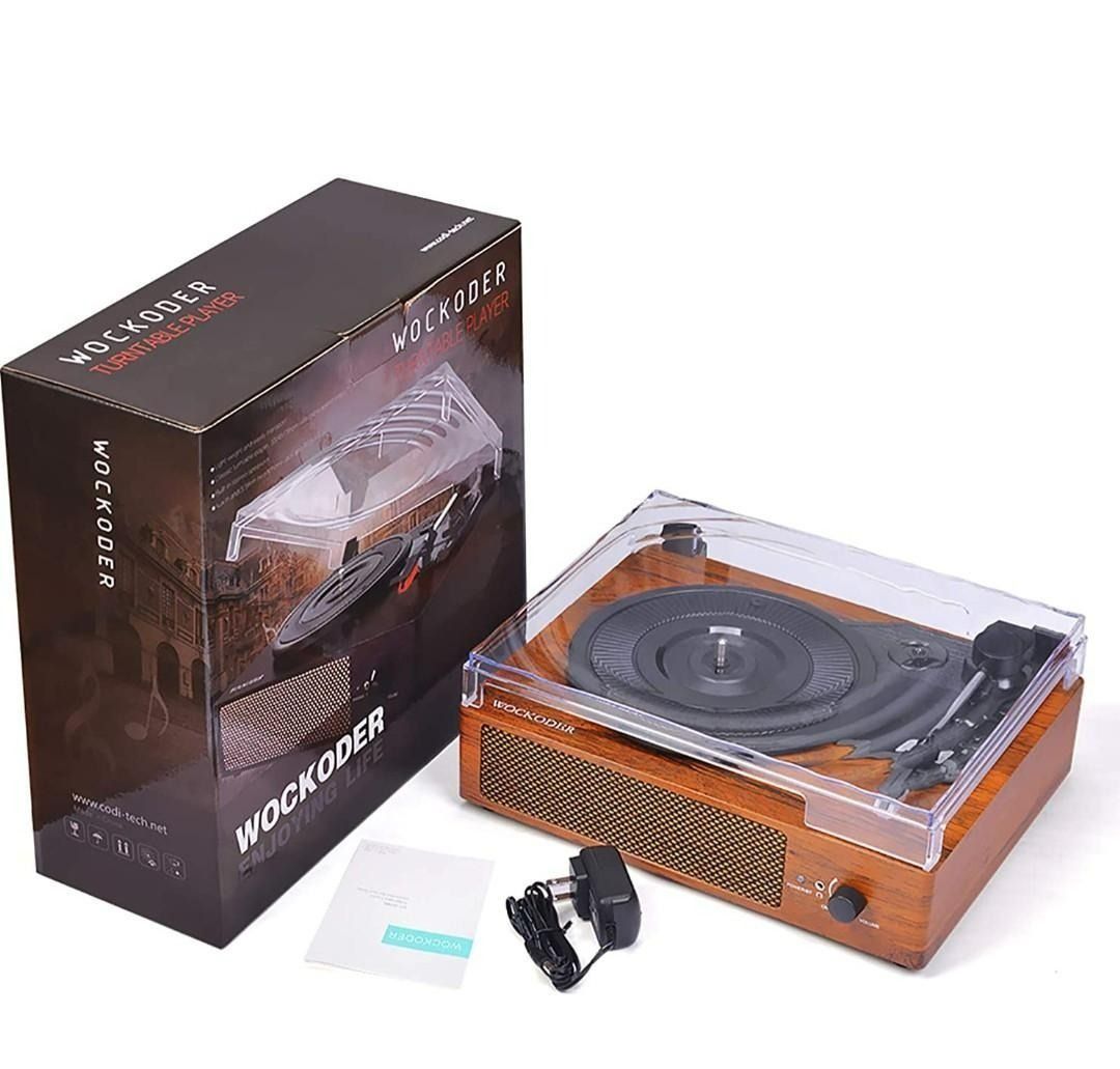 Wockoder Record Player Turntable Bluetooth Vinyl Player with Speakers