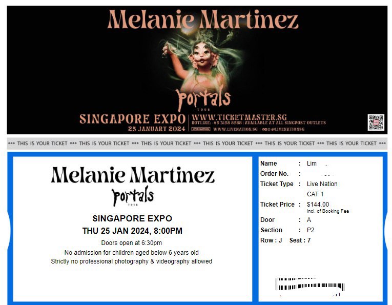 [WTS] Melanie Martinez Portals Tour 2024 Concert in Singapore. 25th