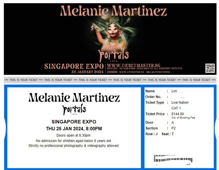 [WTS] Melanie Martinez Portals Tour 2024 Concert in Singapore. 25th