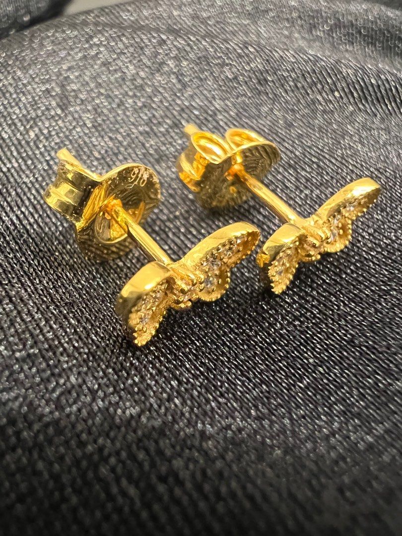 YG051 White Stone Ear Stus 916 Yellow Gold Women s Fashion