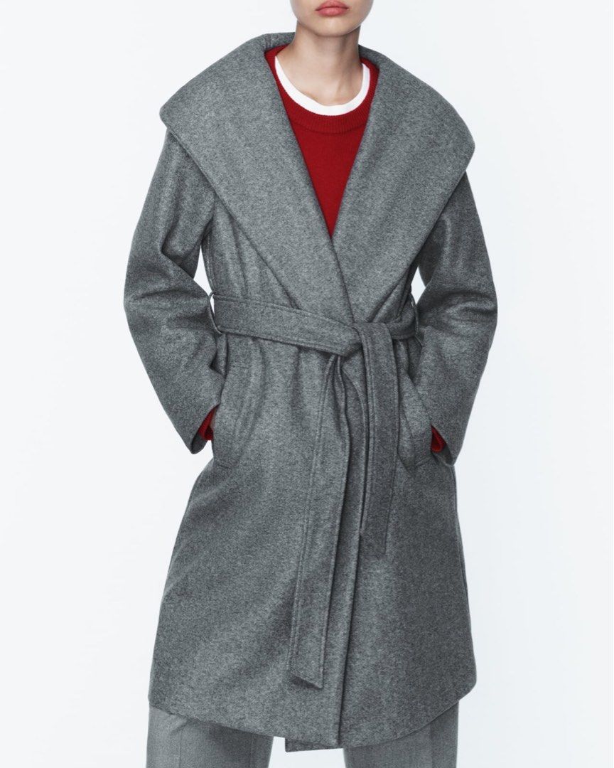Zara hooded coat with pockets 2025