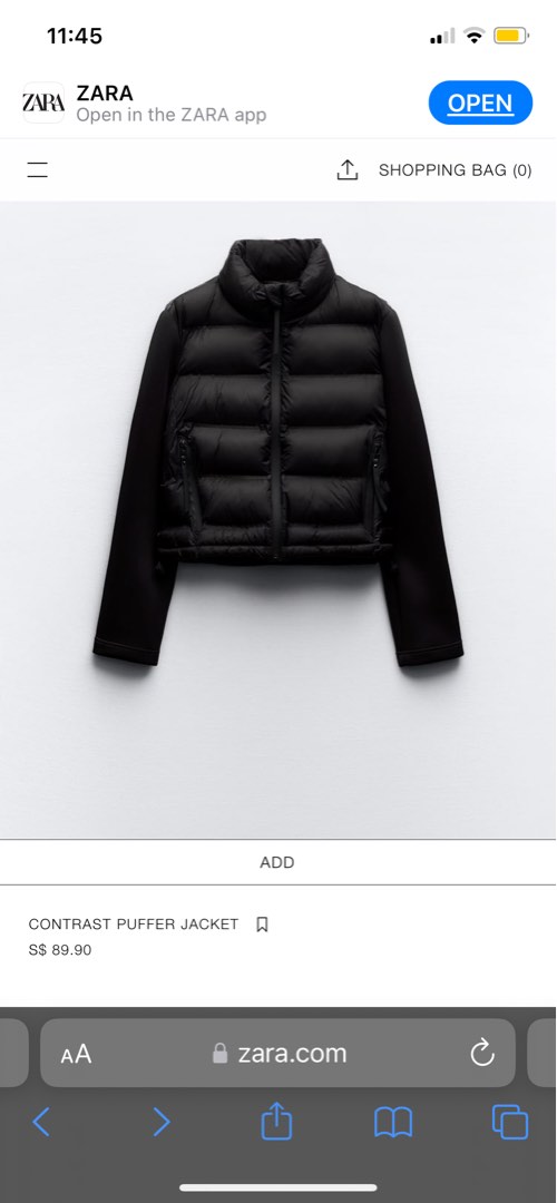 Zara Contrast puffer jacket Women s Fashion Coats Jackets and