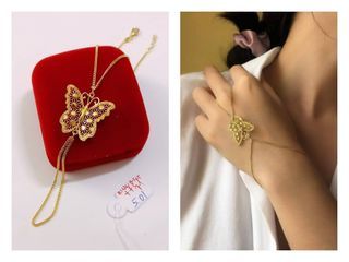 18k Saudi Gold Butterfly Ring-Bracelet