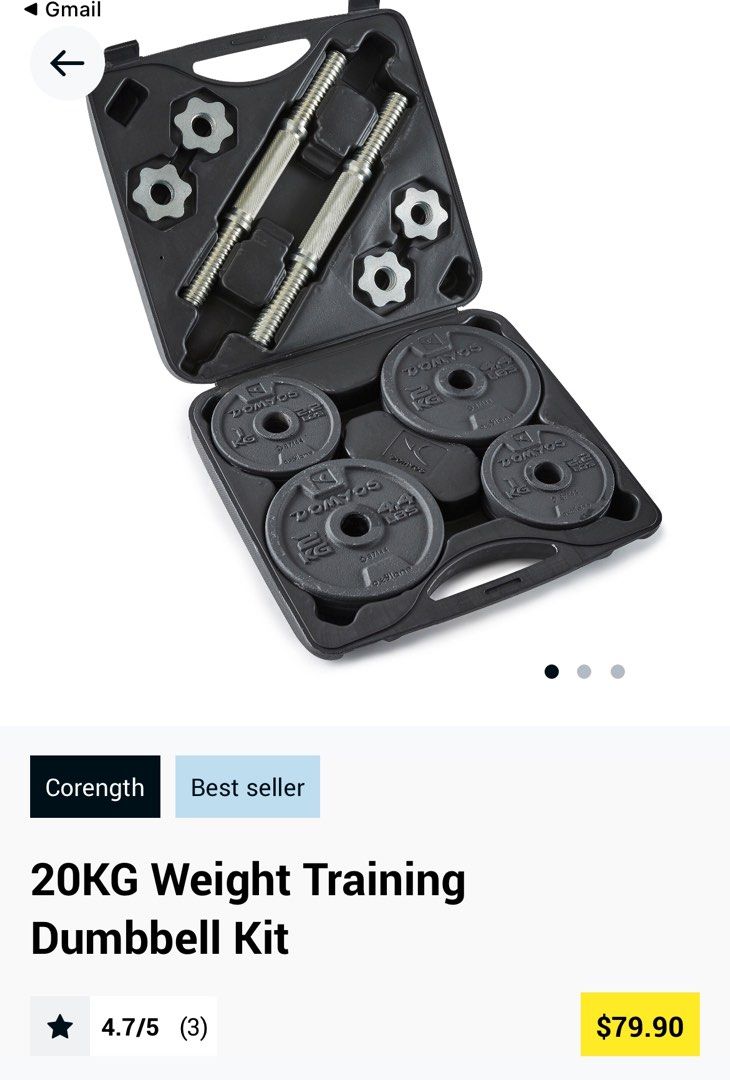 20kg weight training dumbbell kit Decathlon Sports Equipment