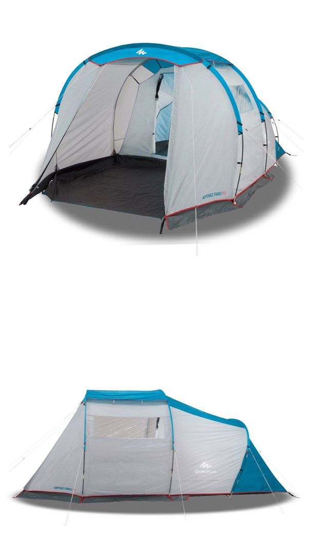 4 Person 1 Bedroom Camping Tent Arpenaz 4.1 Grey Blue Sports
