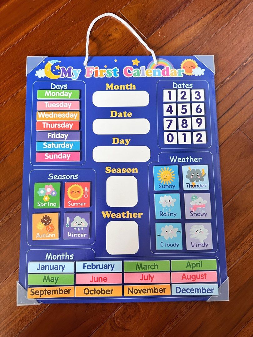 兒童英文磁性天氣日曆掛板, 興趣及遊戲, 玩具& 遊戲類- Carousell