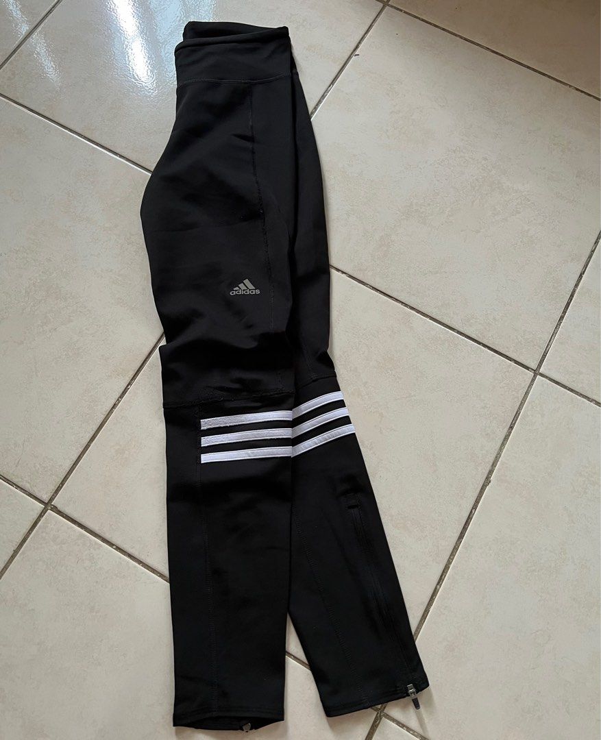 womens adidas climalite leggings size m black full length running fitness  euc