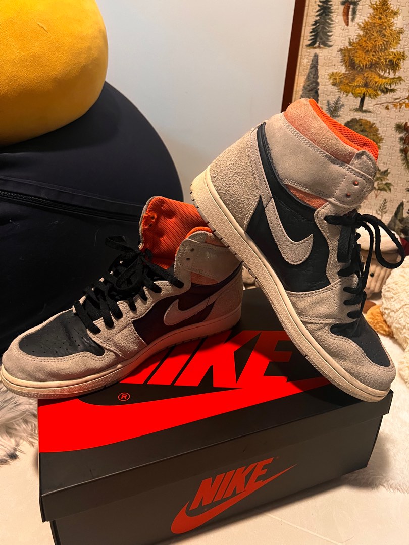 Air Jordan 1 Neutral Grey Hyper Crimson Men s Fashion Footwear Sneakers on Carousell