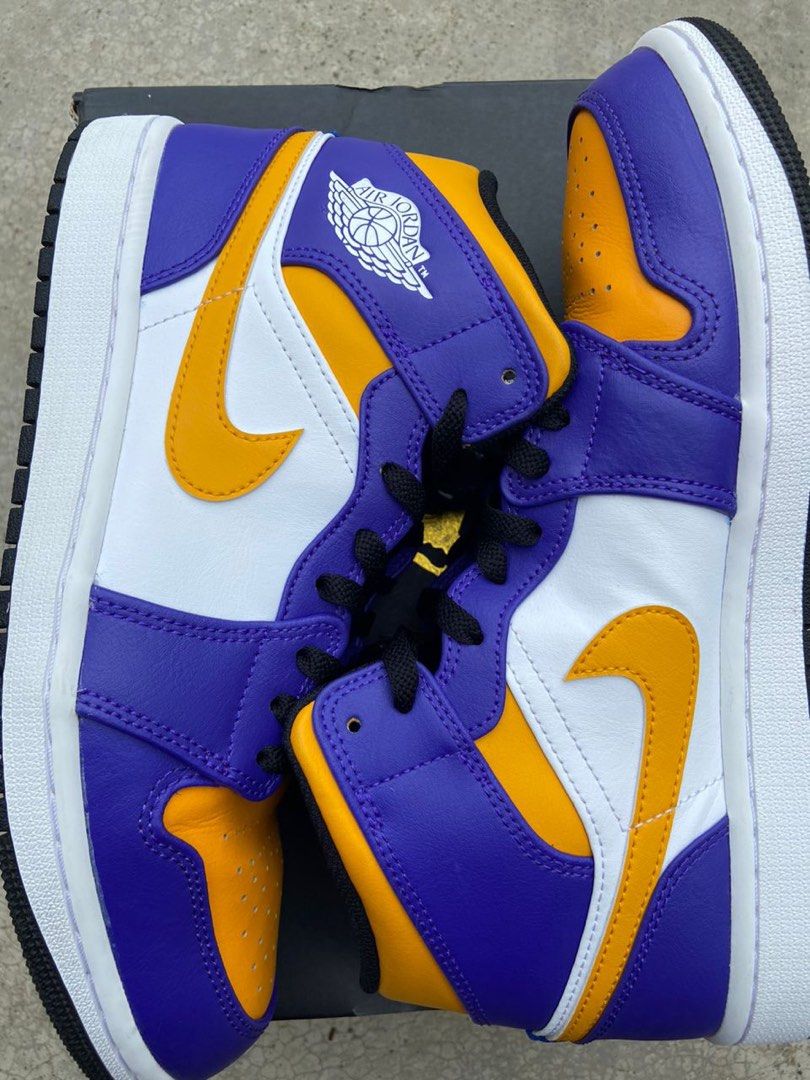 AIR JORDAN 1 Retro Mid Lakers Men s Fashion Footwear Sneakers